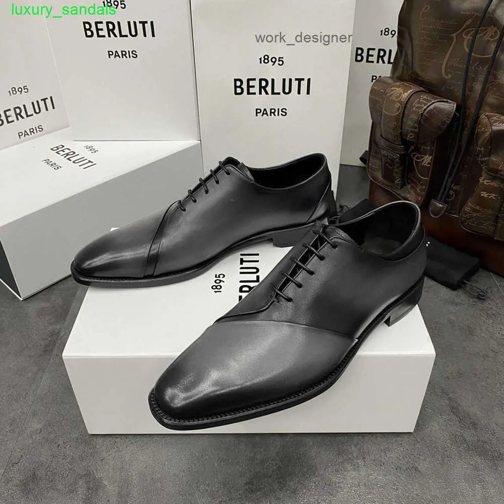 Berluti Mens Dress Shoes Leather Oxfords schoenen Berlut Nieuwe herenkalf Leather borstel Kleur Brits knappe Oxford schoenen mode zakelijke jurk lederen schoenen hb9b mvnz