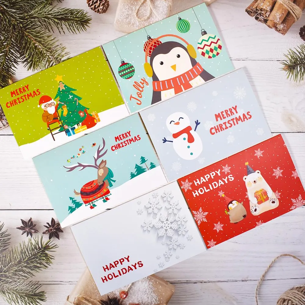 بطاقات عيد الميلاد العام الجديد بطاقات تحية عيد الميلاد مع الأظرف فارغة داخل 6x4 شكرا لك بطاقة