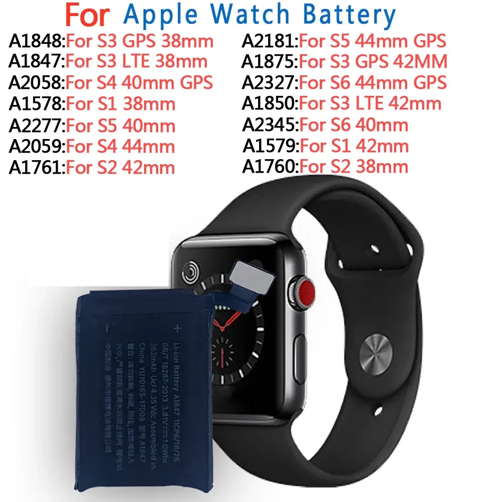 Ersättningsbatteri för Apple Watch Series 1, 2, 3, 4, 5, 6, 44mm, 42mm, IWatch S1, S2, S3, GPS, LTE, S4, S5, S6, 38mm, 40mm