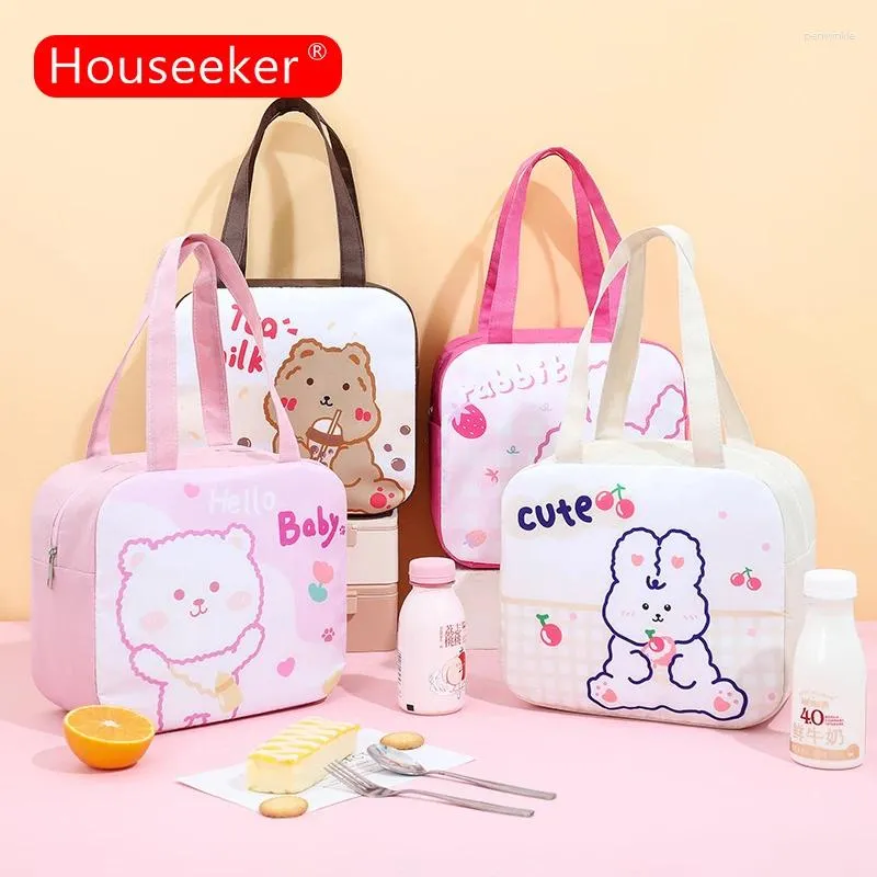 Opbergtassen Cartoon Bento Bag Square grote capaciteit Kantoormedewerkers gaan uit met rijstisolatie Student Portable Lunch Box