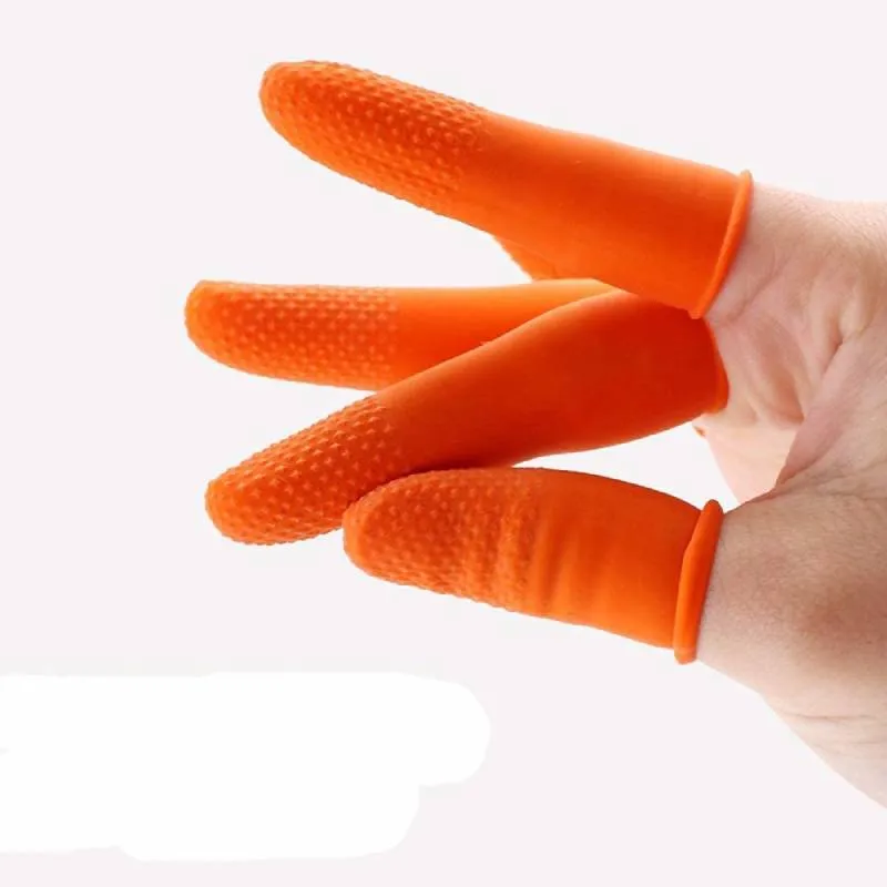 100pcsラテックスフィンガーコット再利用可能なアンチスリップラバーの指先電子修理塗装ジュエリークリーニング用の保護手袋