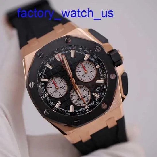 Hot AP Wrist Watch Men's Watch Royal Oak 26420ro Black Disc Chronograph Rose Gold Watch Automatic Mécanique Swiss Luxur Luxury Sports Sports Watch Full Diamètre 43 mm