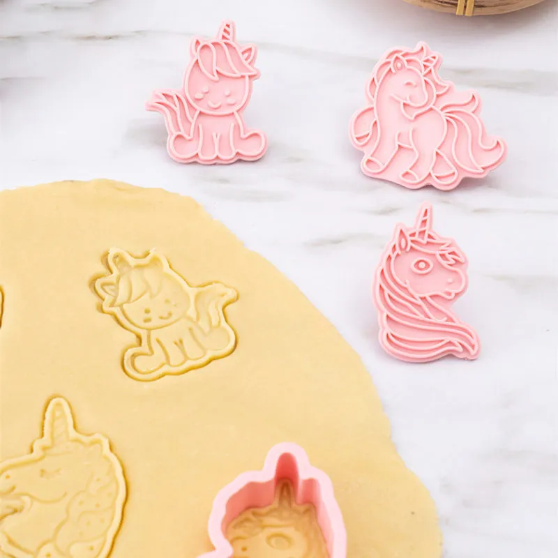 6шт Unicorn Shape Fondant Cookie Cutters плесени Unicorn День рождения бисквит для торта украшения формы детского душа