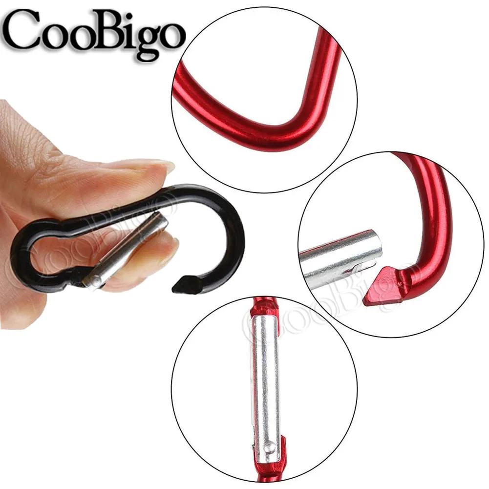 20st Snap Hook Clip Carabiner Spring Keychain Water Bottle Keyring Paracord Buckle ryggsäck Hundkrage DIY Tillbehör Aluminium