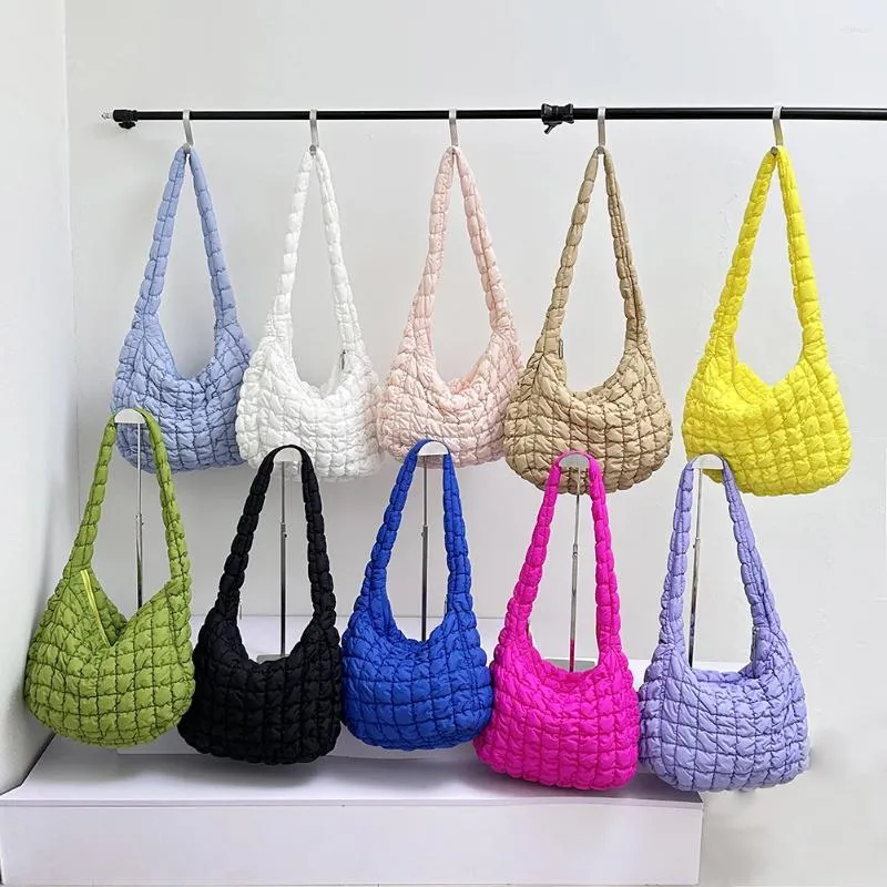 Bag Lattice Pattern Shoulder Large Capacity Ladies Tote Bags Casual Fashion Simple Nylon Quilted Elegant For Weekend Vacation