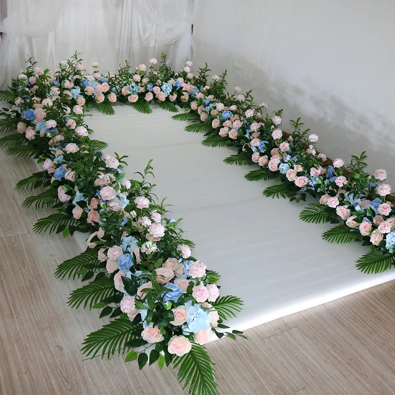 Özel kemer yapay çiçek genişletilmiş üst düzey yeşil yaprak seçme çiçek sırası düzenleme bitkileri duvar parti düğün dekor arka plan