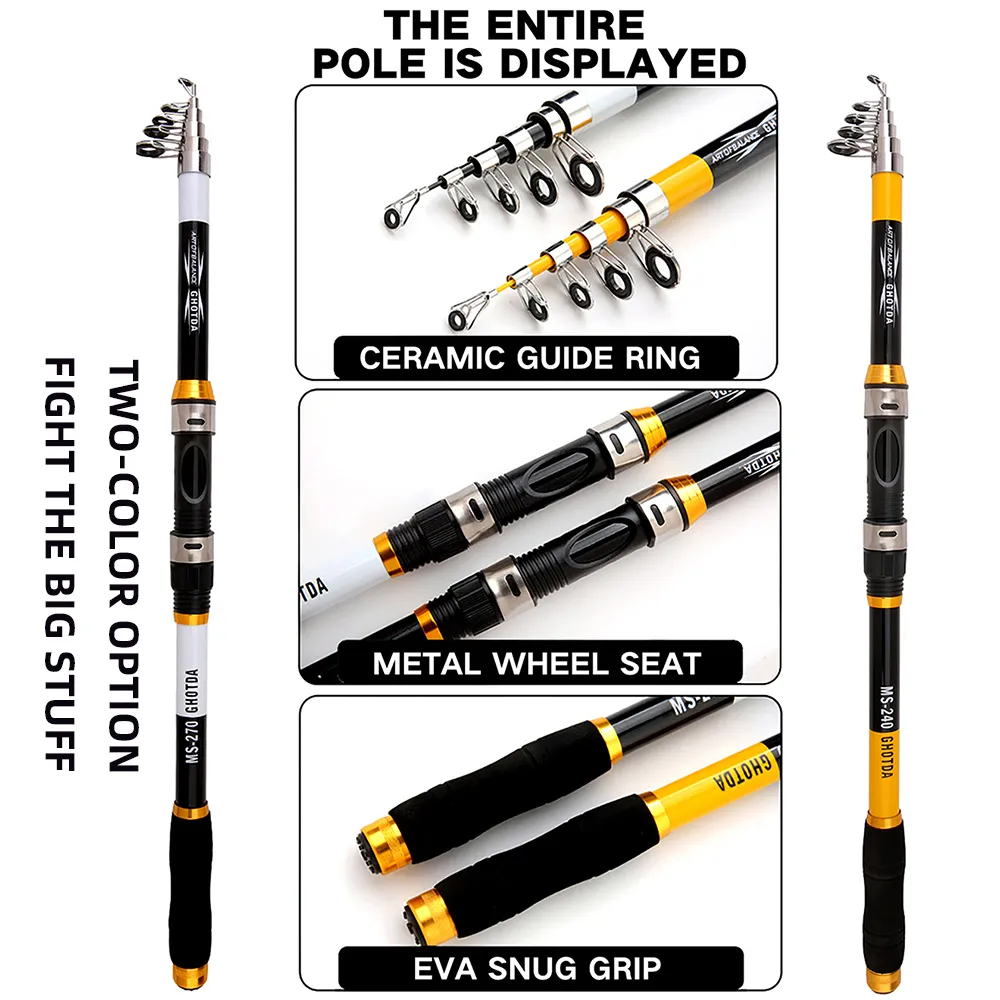 carbon fiber telescopic carp fishing rods Rod Portable Superhard Fishing Pole Father's Day Gift, 3.0 0.20mm/270m ROLLFISH Ultralight Carbon Fiber Spinning