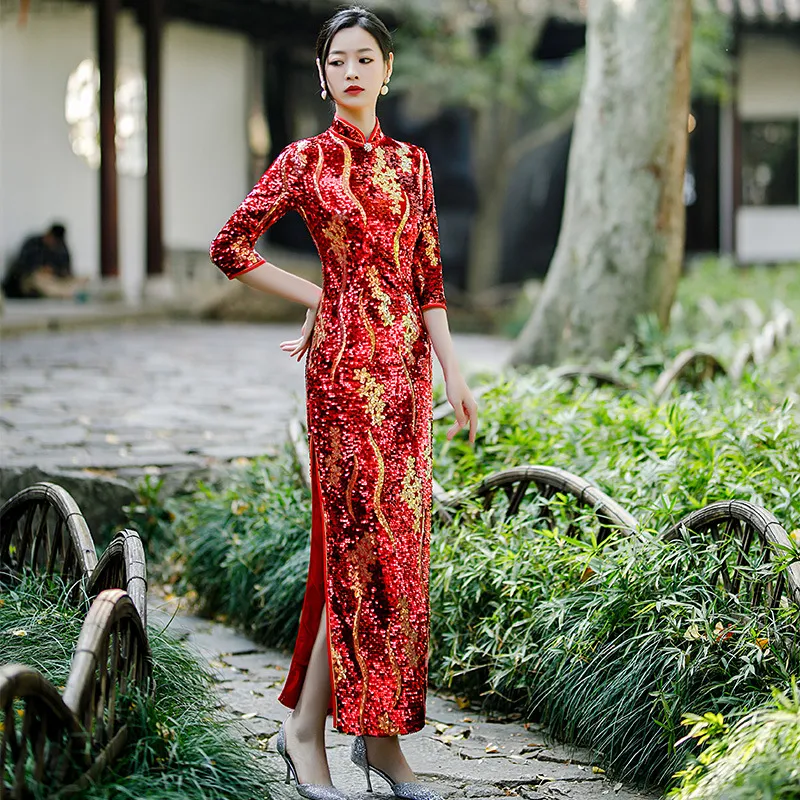chinese theme party dress Chinese Party Dress Modern Hanfu Women's Top Vest Skirt Set