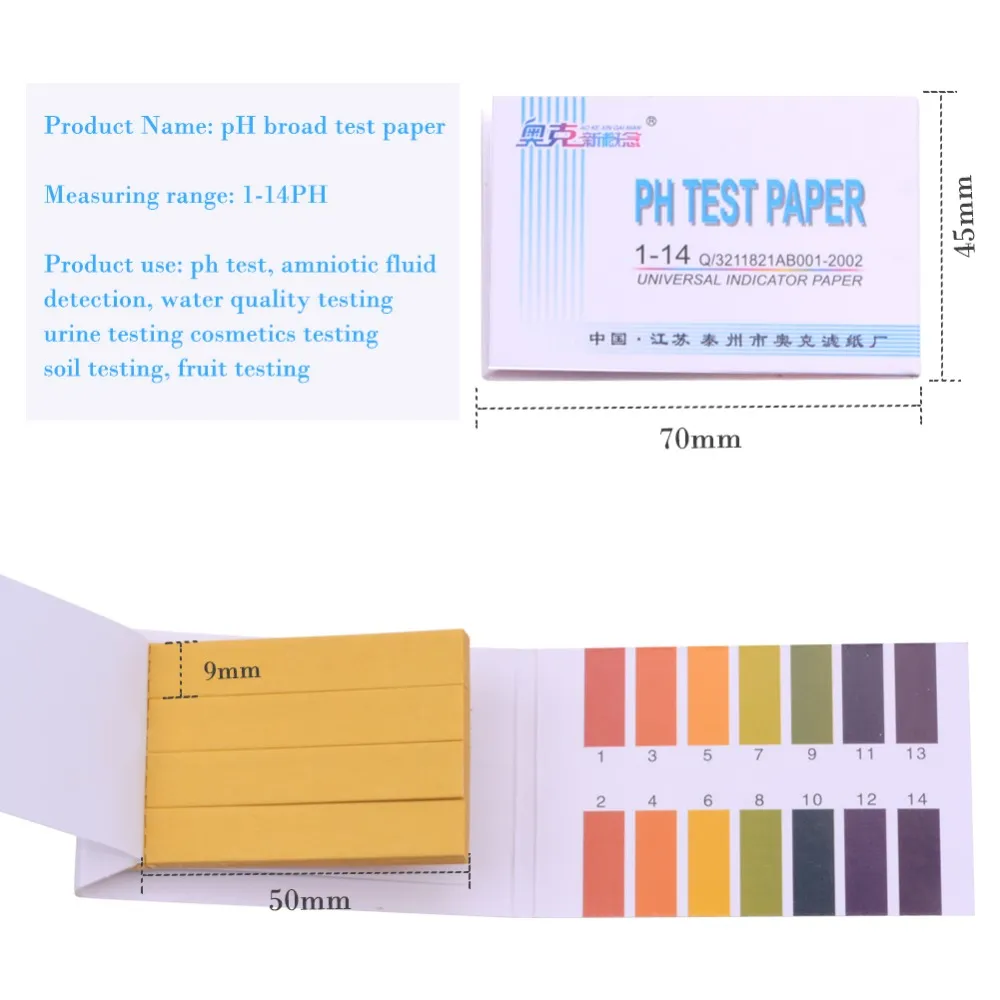 20 PCS/BOX pH Metre pH Test Şeritleri Gösterge Test Şeritleri 1-14/pH 5.4-7.0/pH 3.8-5.4 Kağıt Filiz Test Merkezi/Yepyeni Ölçüm