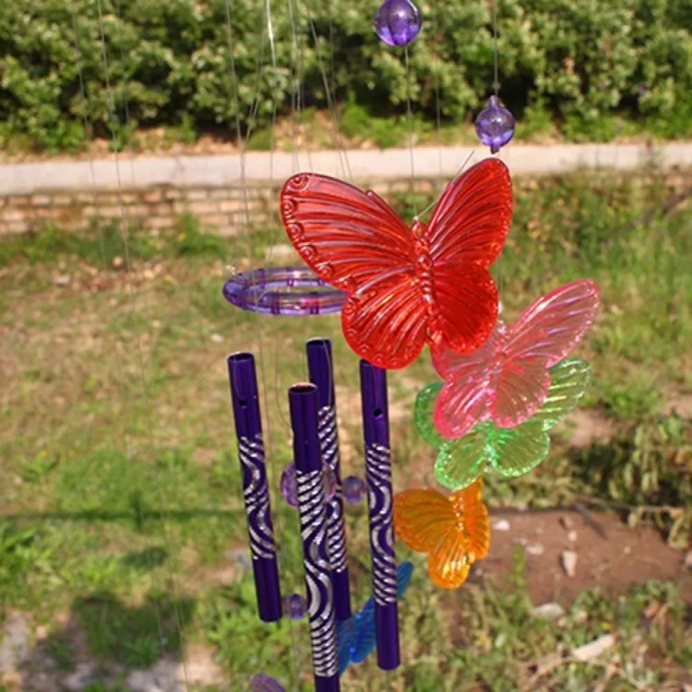 Creative Crystal Butterfly Mobile Wind Chimes Bell Gift Garden Garden colgante colgante de colgantes Home Sala de estar Decoración colgante
