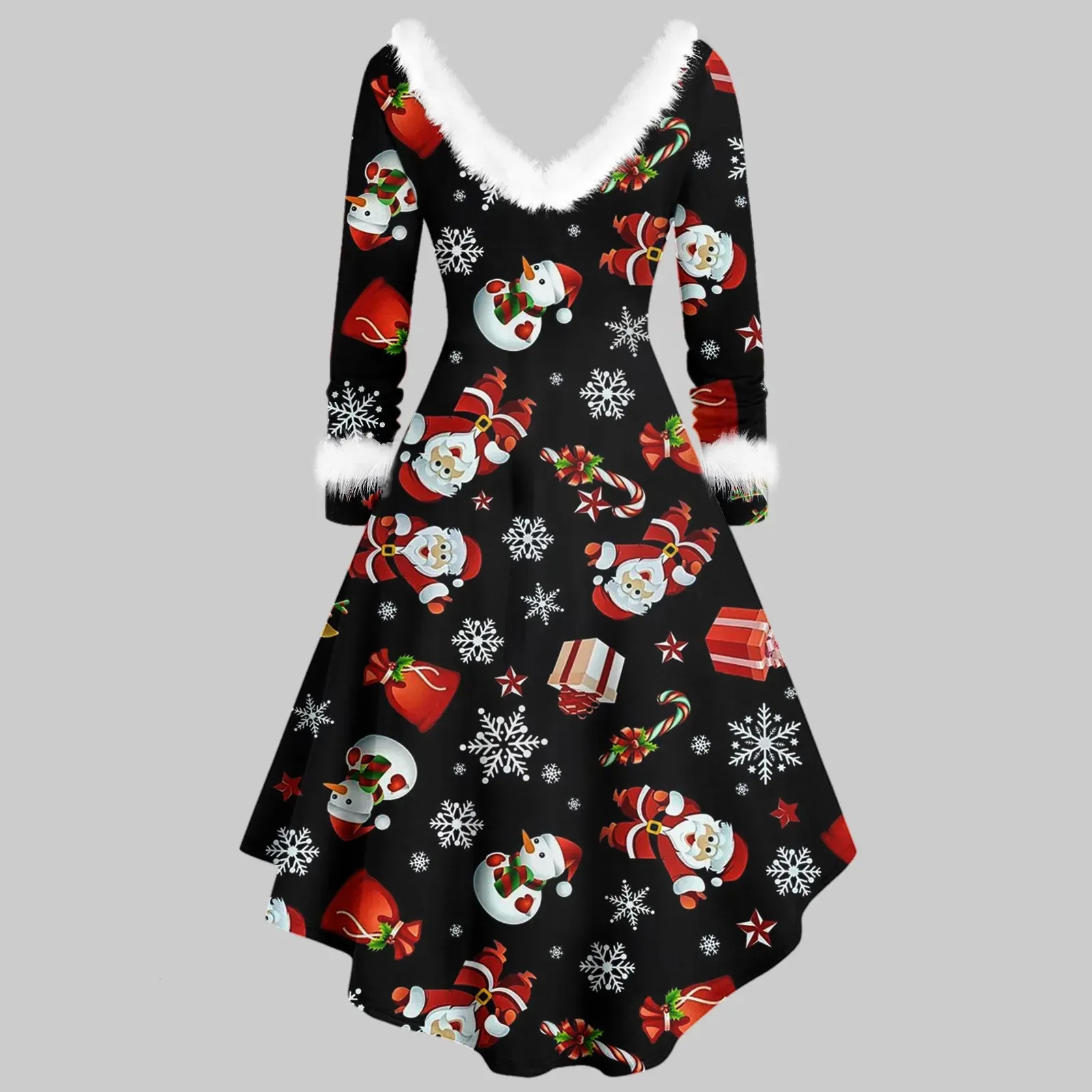 white christmas dresses Plus Size Christmas Long Sleeve Dress main image 1
