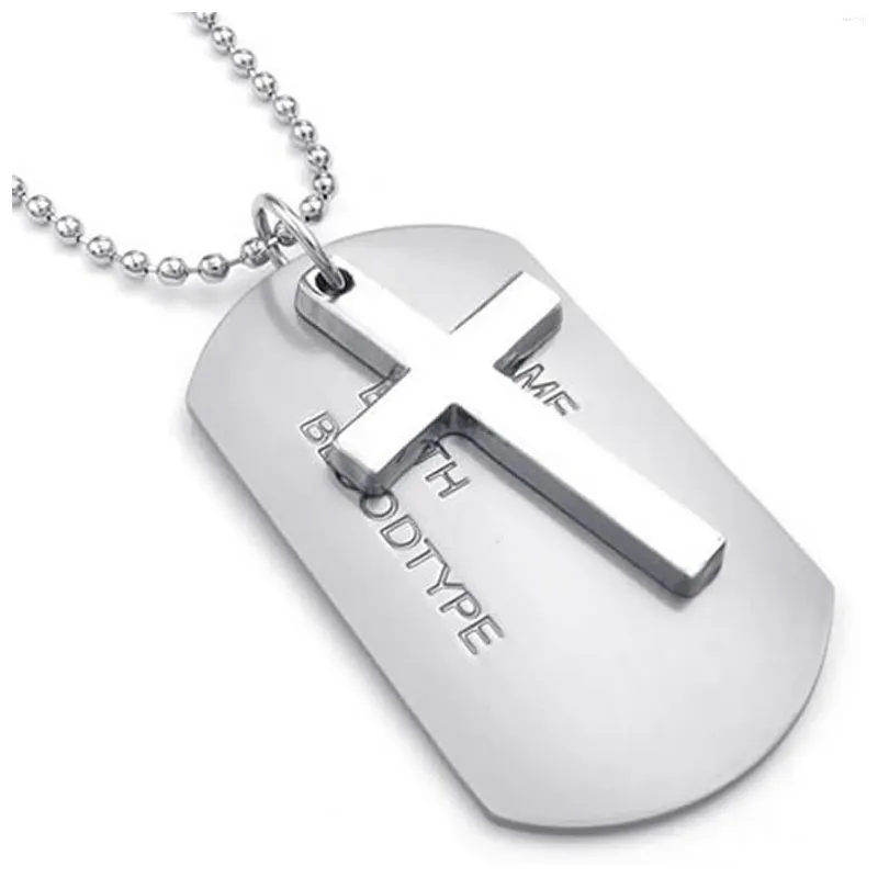 Pendant Necklaces Jewelry Men's Necklace Army Style Cross Tags Dog Tag Alloy With 68cm Chain