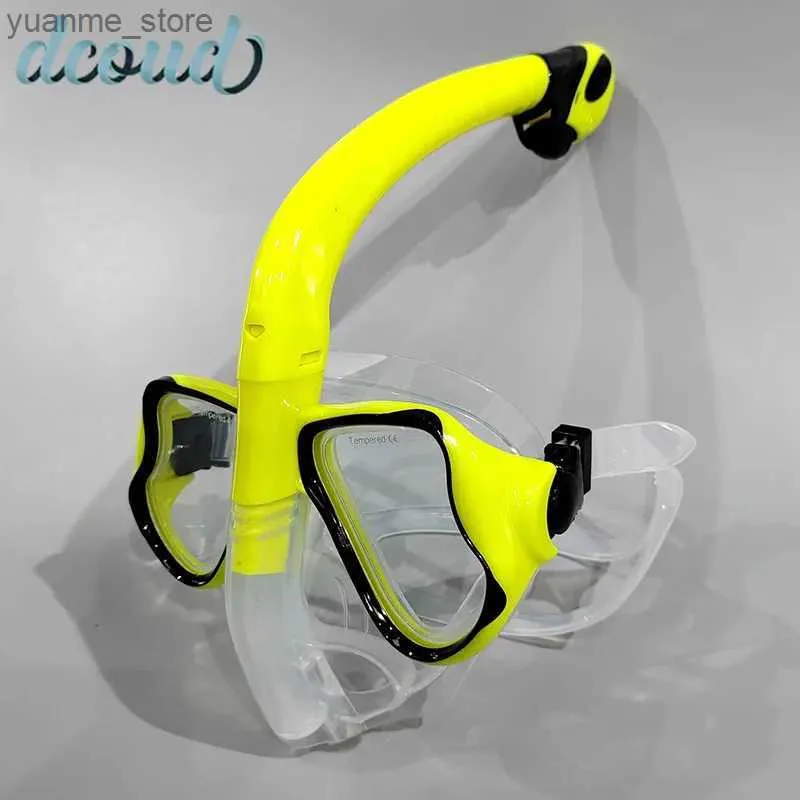 Dykmasker full ansikte snorkel mask dykväxel vuxen professionell snorkel mask anti-dräkt vattentäta mjuka silikonglas uv glasögon s y240410