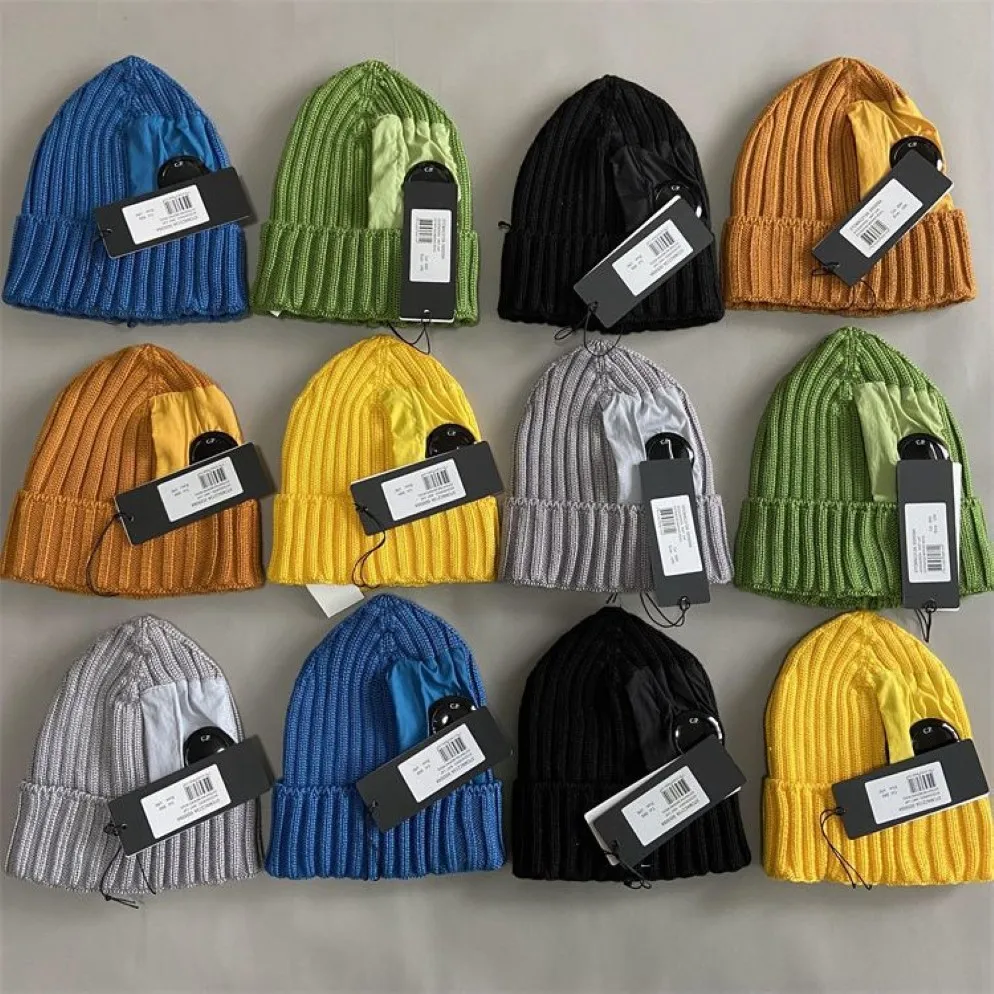 Europa Designer Beanies Extra Fine Merino Wool Utility Hoeden één glazen lens Lens Logo mannen buiten gebreide warme dames schedel herfst wint239e