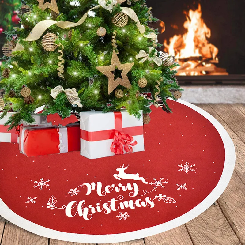 48 Inch Christmas Tree Skirt Knitted Thick Home Christmas Decoration Supplies Red Knitted Navidad Christmas Tree Apron