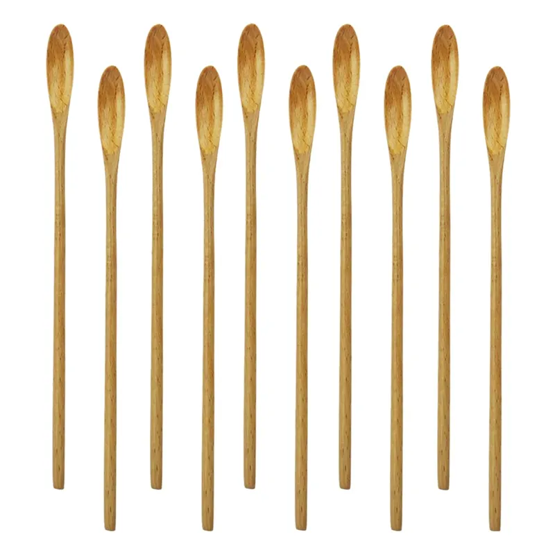 Bar Spoon, Cocktail Spoon, Swizzle Sticks for Drinks, 7.96 Inch Natural Wood Long Handle Drink Spoons Cocktail Stirrer