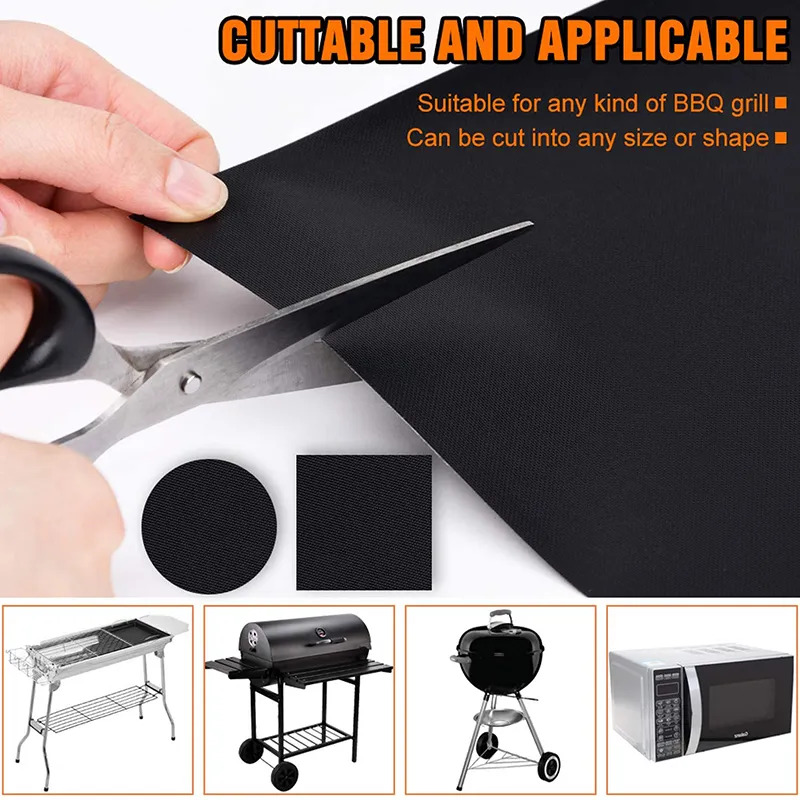 1/2 Pcs Non-Stick BBQ Grill Mat Pads Barbecue Baking Sheet Pad Reusable Picnic Cooking Plate Barbecue Oven Party Grill Mat Tool