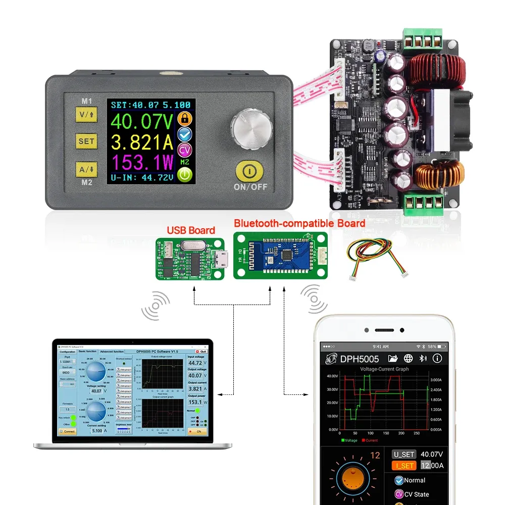 RD DPH5005 Conversor de Buck-Boost Constante Tensão Constante Corrente Programável Controle Digital Supplência de Placa Multímetro LCD 50V 5A