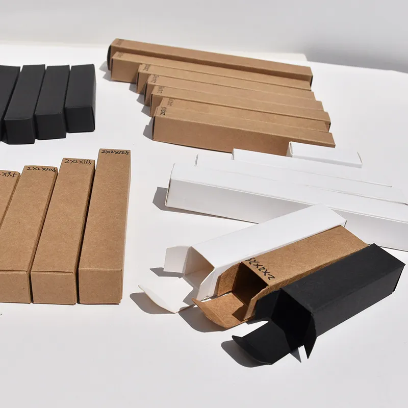 100st White Paper Tube Packaging Box Rectangular Cardboard för läppstift/parfym/Essential Oil Bottle Packing