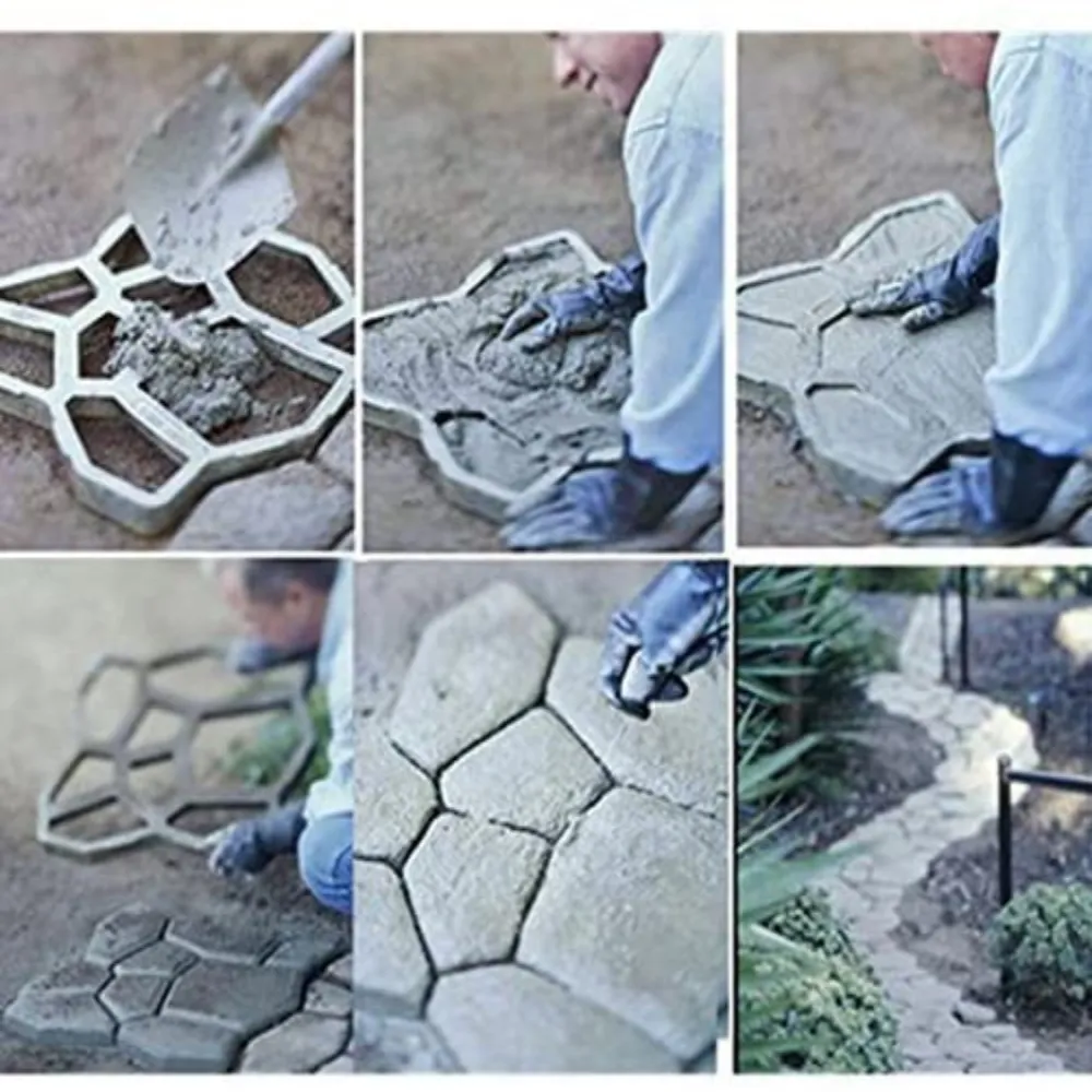 Molde de calçada de jardim, cimento de pavimentação manualmente, moldes de concreto de rota de pedra de tijolos, fabricante de caminho reutilizável, DIY