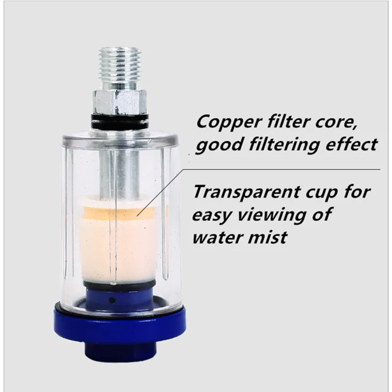 1/4 Inch Inline Air Compressor Water Oil Separator Filter – Moisture Trap For Spray Guns & Pneumatic Tools (Aluminum Alloy, Silver)