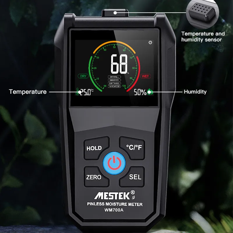 Mestek bez kontaktu kolorowy miernik wilgoci higrometr drewniany drewniany detektor cyfrowy elektromagnetyczny test wilgotności drewna elektromagnetycznego