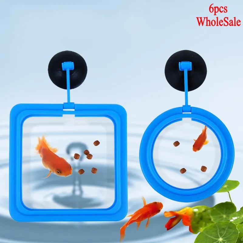 6 PCs aquário peixe peixe peixe alimento alimentação automática de plástico anel círculo quadrado alimentador flutuante peixe flutuante peixe