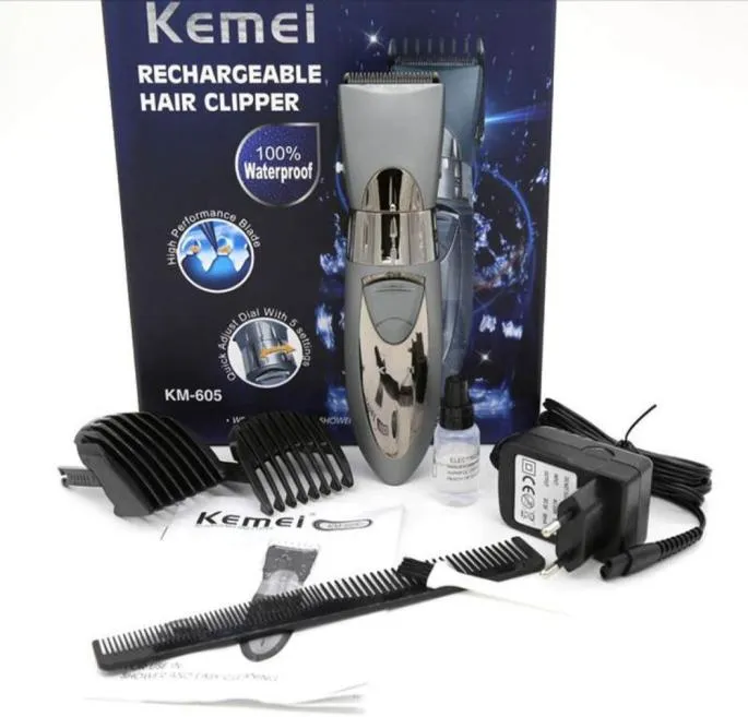 Kemei KM605 Man and Children Electric Beard S Electric Hair Clipper Trimmer laddningsbart rostfritt stål Blad8875446