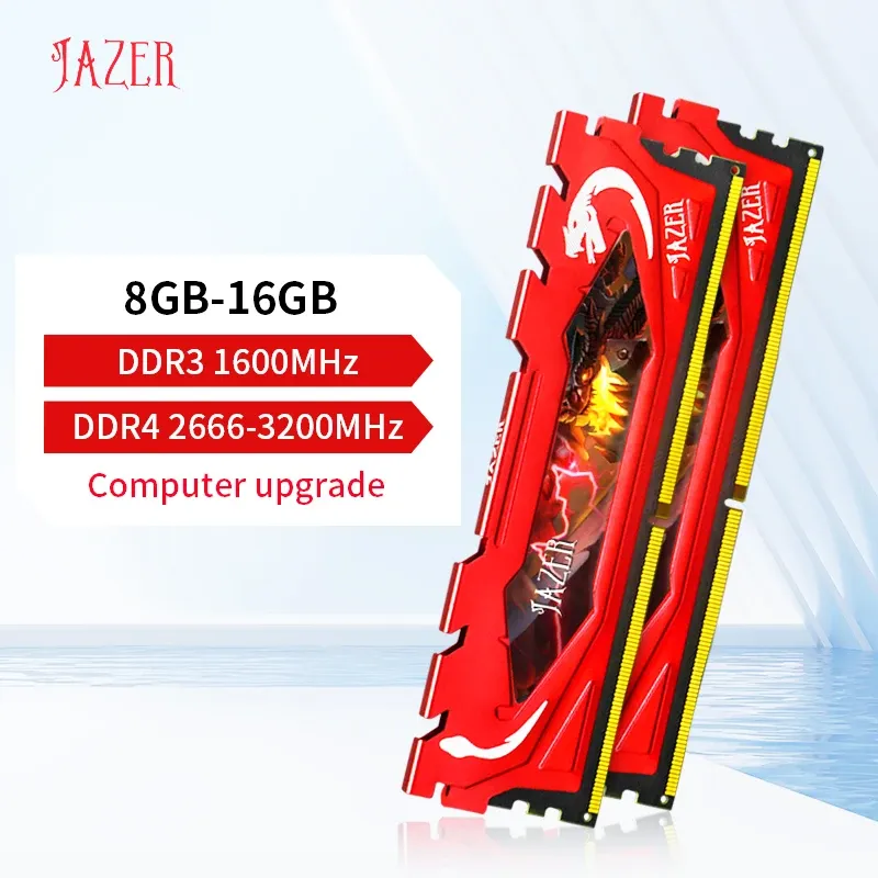 Rams Jazer Desktop Ram DDR4 8GB 16GB 2666MHz 3200MHz computergeheugen met koellichaam