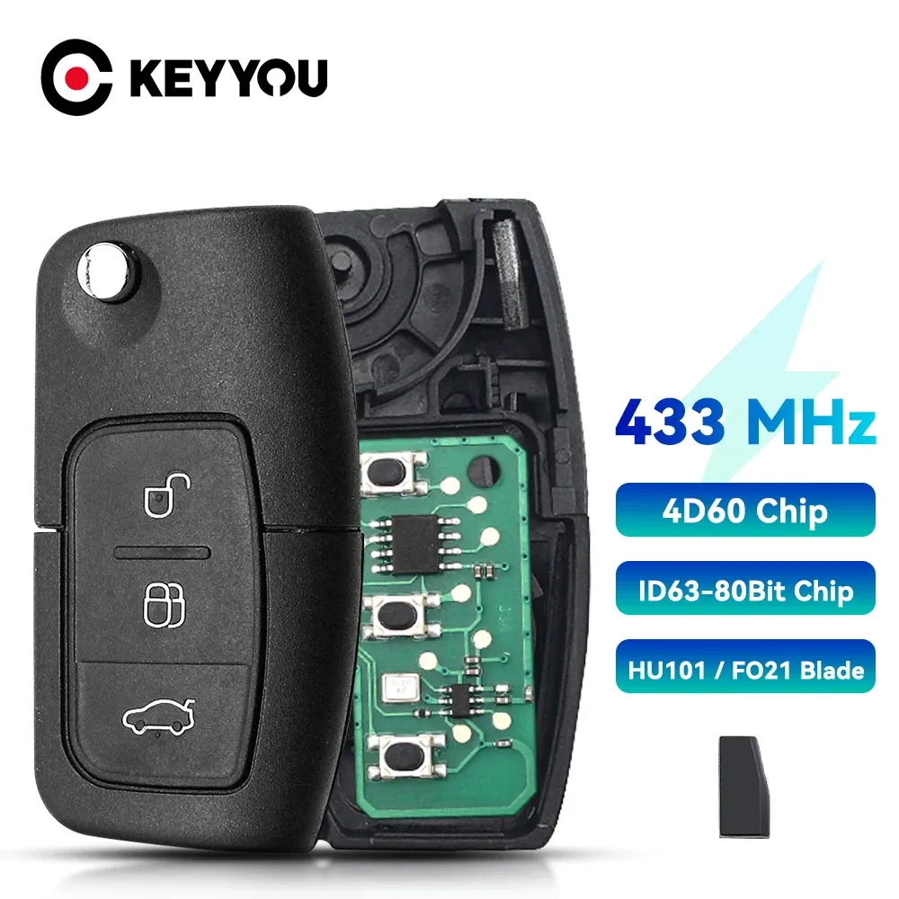 Keyyou 433 MHz Płyta obwodu klucza samochodowego dla Forda Focus 2 3 Mondeo Fiesta C Max S Max Galaxy 3 Przyciski ID60 ID63 Chip Chip