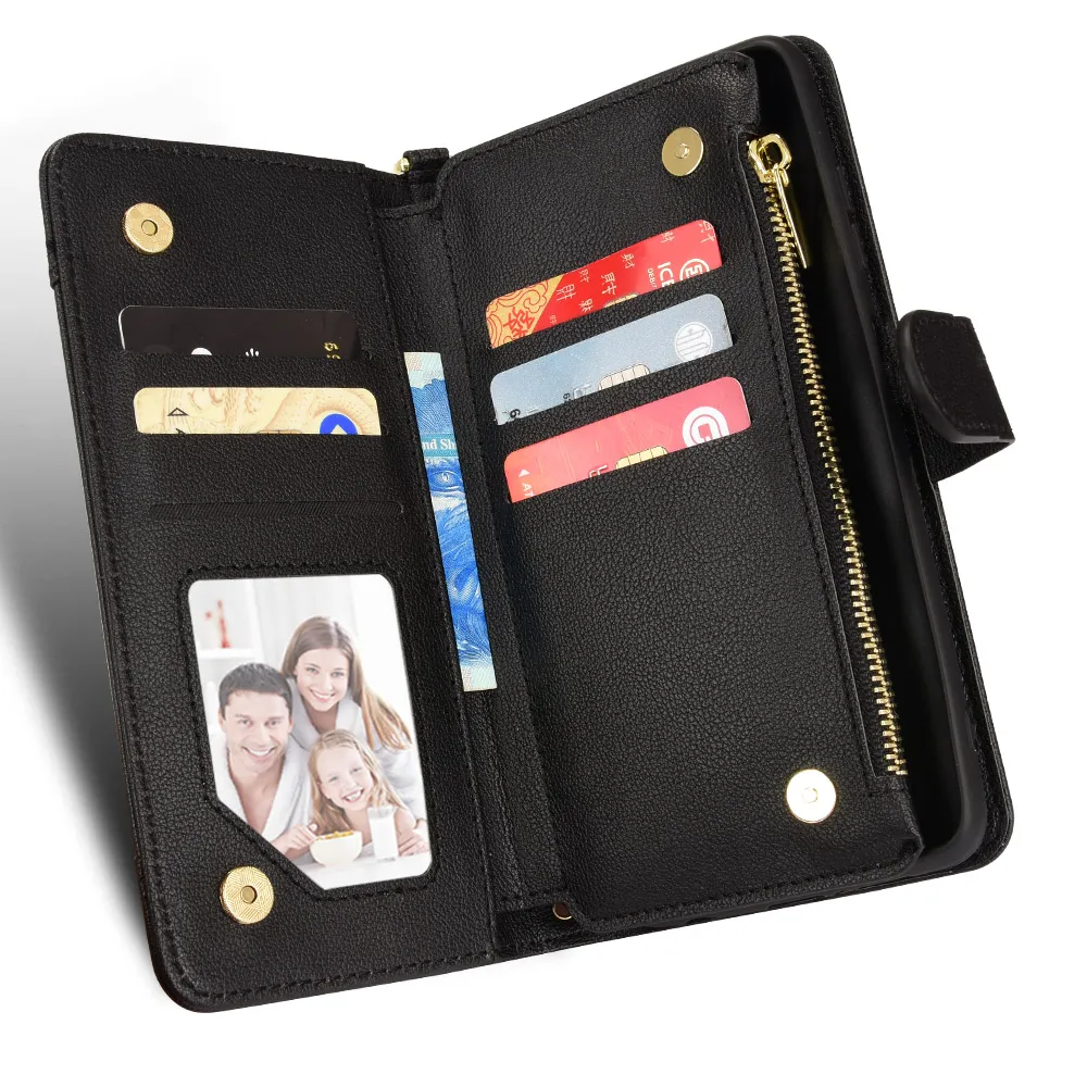 Luxury dragkedja plånbok vänd multi-kort spela läderfodral för ingenting telefon 1 / ingenting telefon en magnet kort telefon väskor täcker