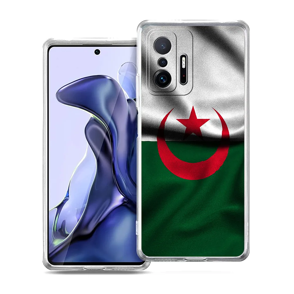 Étui de téléphone transparent du drapeau algérien pour Xiaomi Mi Poco x3 x4 NFC F3 M3 M4 12 11 Ultra 11t 11x Pro Lite 5G Soft Shell Fundas Sac