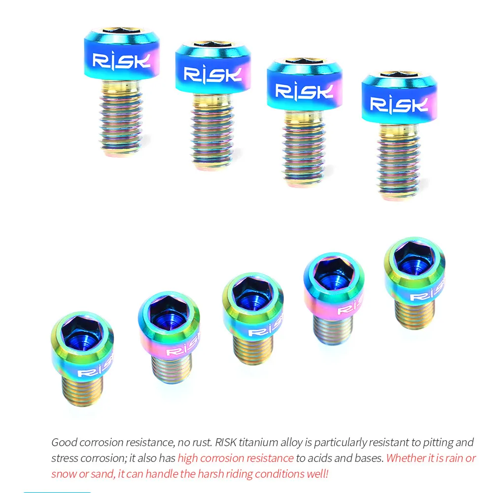 Risk 2pcs M5 x 9mm Titanyum Alaşım cıvataları Bisiklet ön arka vites değiştirici tel sabitleme MTB Mountain Yol Bisiklet Vardiya Kablosu Vidaları
