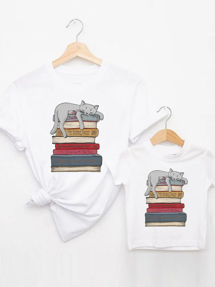 Семья футболка, соответствующая нарядам летняя женщина, ребенок, мама мама, мама, кошка, акварель, новая одежда для футболки, одежда, графическая футболка, графическая футболка