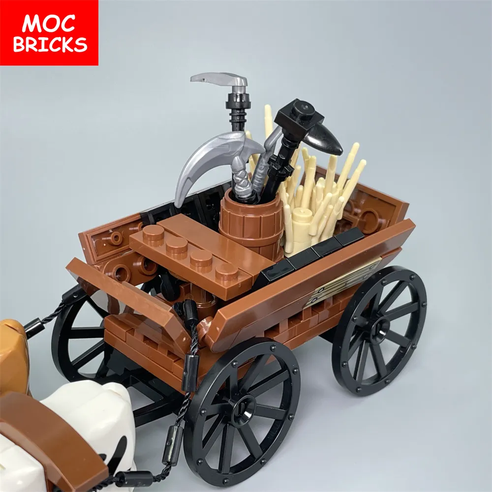 Set Sale Moc Bricks Cattle Horse Cart Oxen Town Farm House Accessory Assembled Building Block Toys Kids Gift Plastic Dolls