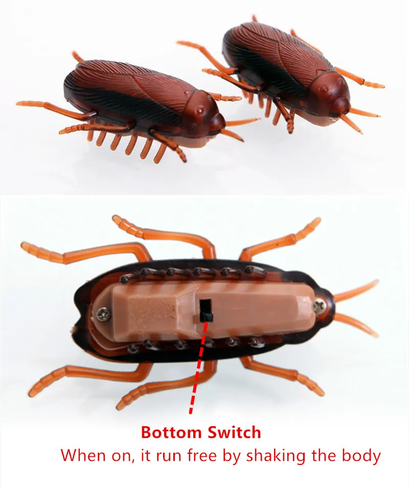 2pcs Electronic Cockroach Cat Toy Battery Powered Running Insect Toys Pet Dog Cat Interactive Pet Supplies 4.5x2cm