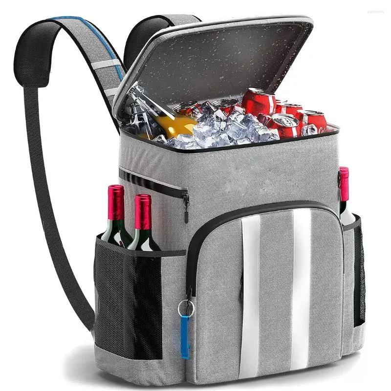 Förvaringspåsar 20L Cooler Box Picnic Bag Stor termisk ryggsäck isolerad strandöl Zip Pack Camping Drink Bento