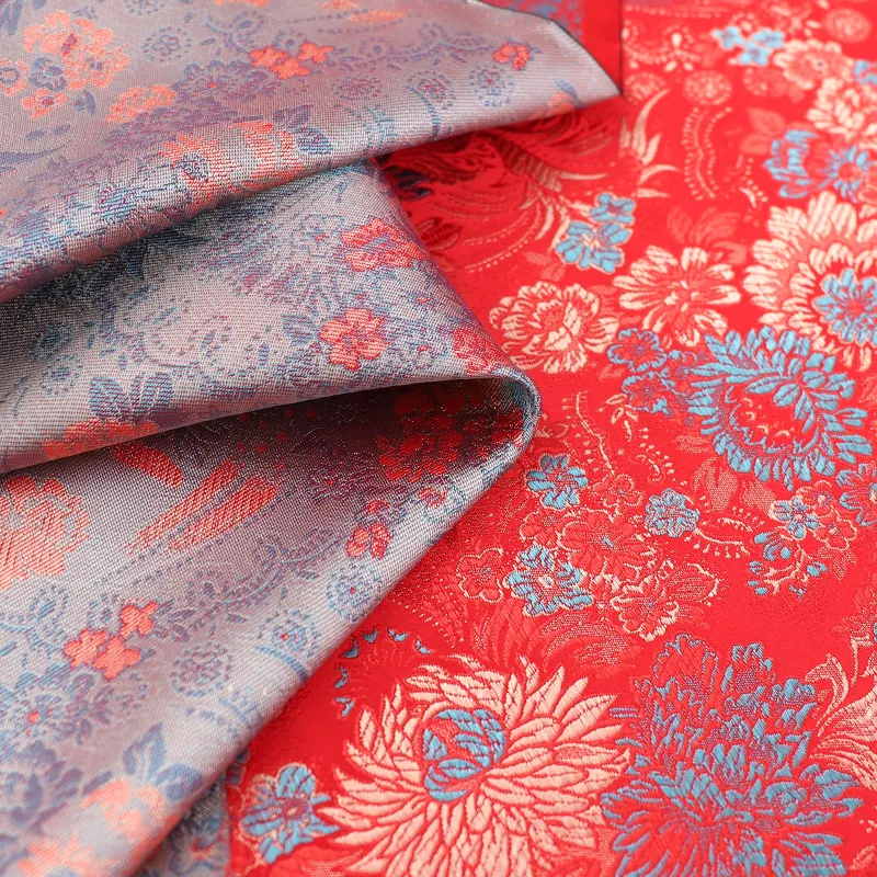 Flower fabric brocade satin fabric for Chinese cheongsam kimono and bag material for sewing clothing