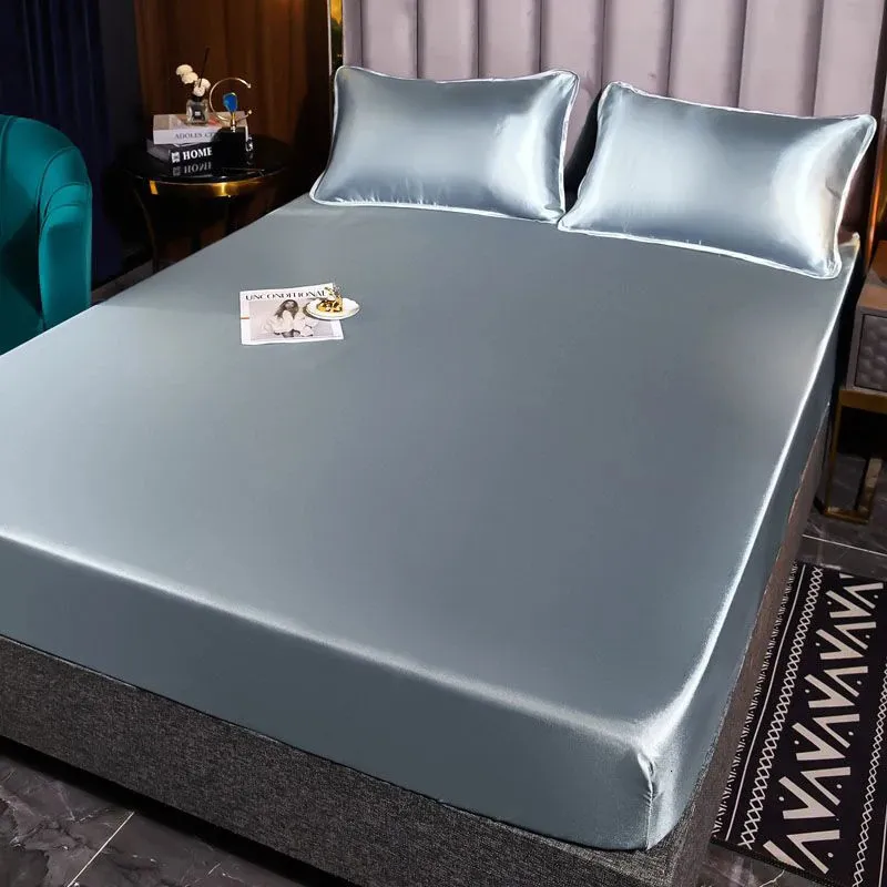Wostar Washable Satin Rayon Zamontowany arkusz Elastyczna okładka materaca Summer łóżka pojedyncze podwójne łóżko 2 osoby łóżko 150 240408