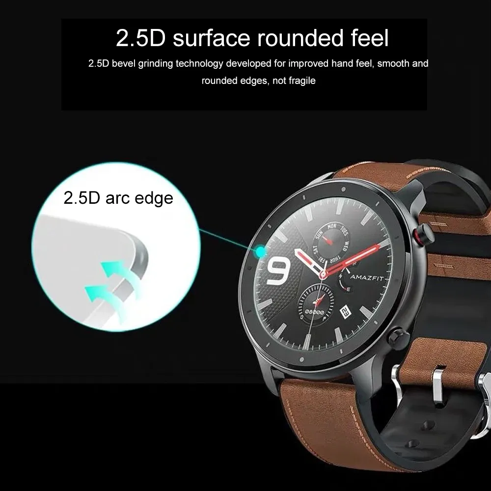 Xiaomi için Fifata Cam Temperli Film Amazfit GTR 47/42mm HD Clear Cam Film Amazfit Gtr Smart Watch için Tam Kapak Ekranı