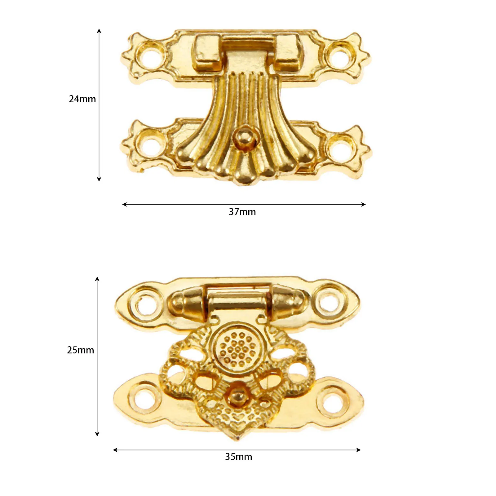 2 PCS 37*24 mm/35*25 mm Joyero de joyero HAPS Captura de pestillo Patches Bugar Landlock Flower Wooden Regalo Regalo Hardware de muebles de muebles