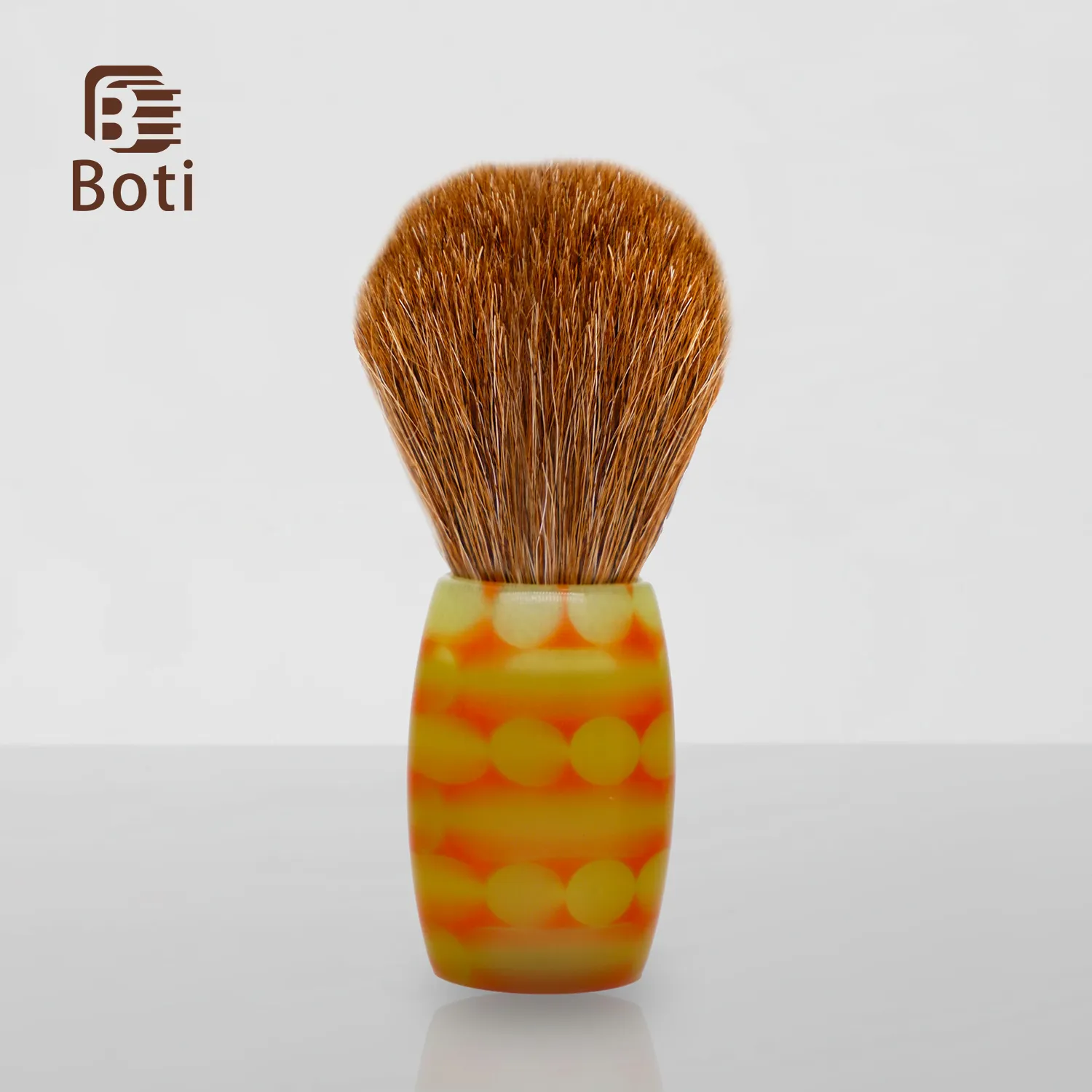 Boti raser pinceau marron Horse Hair Bulb Type avec Golden Carpe Handle's Men's Wet Shave Tools