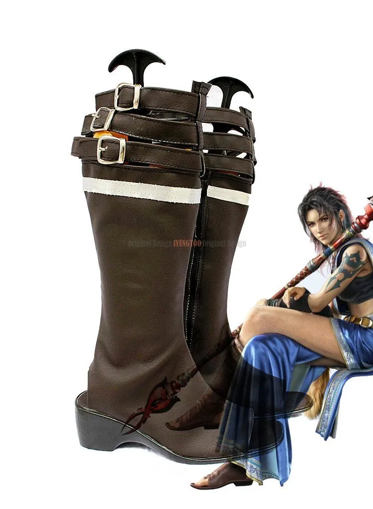 FF13 Oerba Yun Fang Boots Cosplay Final Fantasy XIII Oerba Yun Fang Cosplay Boots Brown Shoes Custom Made