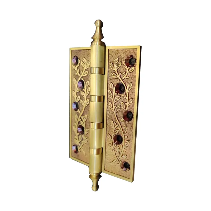 1Pc COTOM Luxury Crown Head Door Hinges Solid Brass Thick Flat Gold Fower Pattern Heavy Duty Mute Villa Gate Copper Hinge