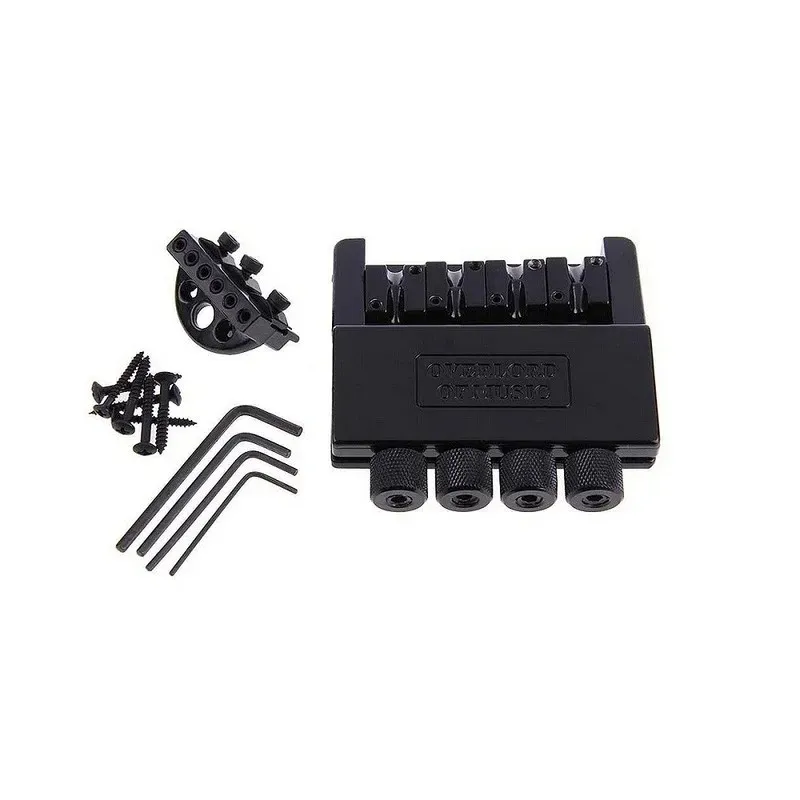 1 set Black sans tête sans tête à 4 étages Guitare Basse Bass Tremolo Bridge System For Headless Guitar