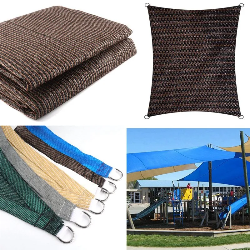 Brązowy prostokąt słońca Słońce Outdoor Car Arenning 95% Net Garden Terrace Yard Gazebos Shade Netting Talos Fabric Słońce