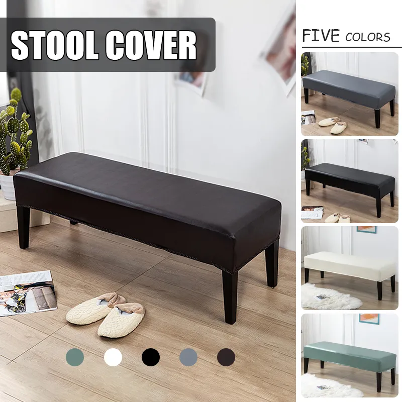 Waterproof PU Leather Bench Cover Anti Dust Rectangle Piano Bench Protect Elastic Slipcover Sofa Stool Ottoman Covers