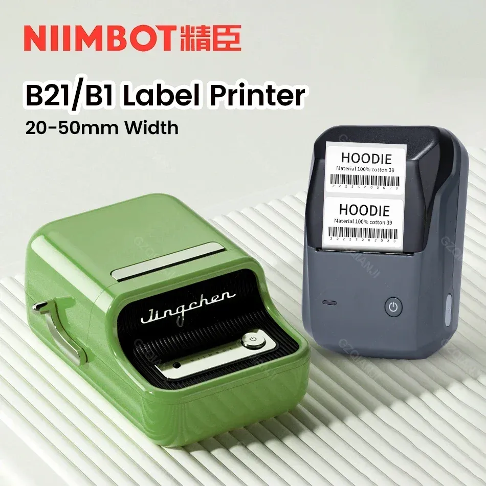 Skrivare NIIMBOT B1/B21 Label Thermal Printer Mini Pocket Strecke Strecke Maker Bluetooth Printers Selfadhesive Sticker Machine With GiftLabel