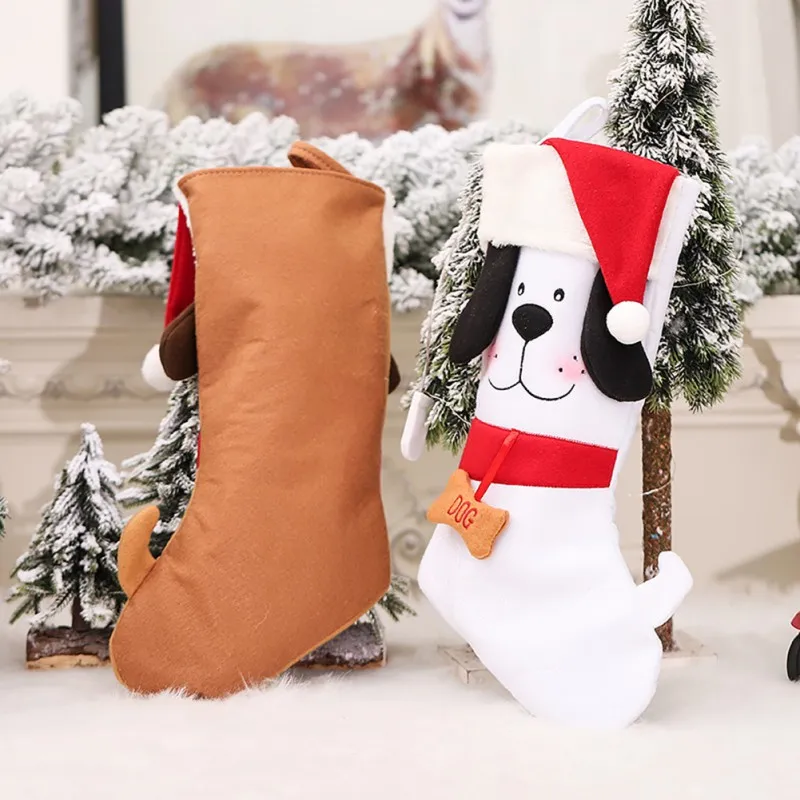 Joyful Pet Christmas Stockings 3d chiot chien bas décorations de Noël pour la maison bonne année cadeau de Noël Joyeux Noël