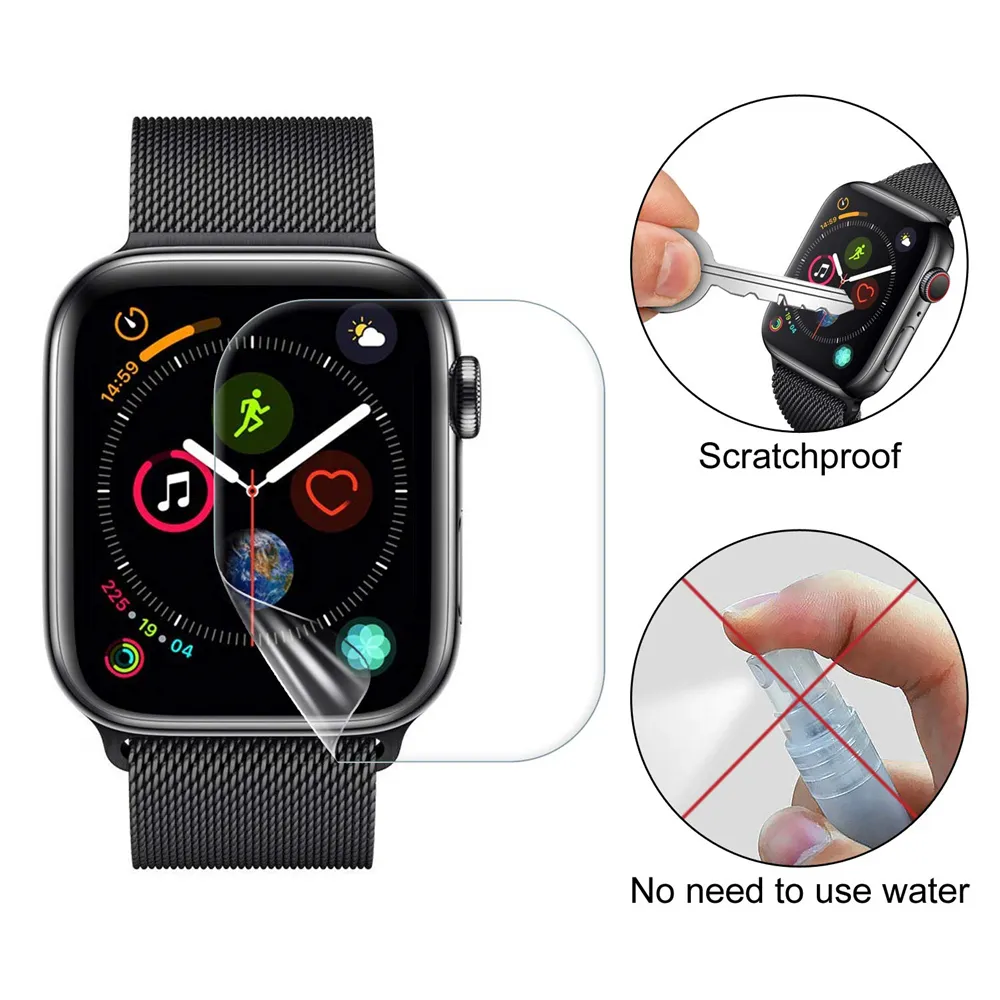 COUVERTURE FLEUR Soft TPU Hydrogel Screen Protector Film Ultra Thin Anti-Scratch Not Glass pour Apple Watch Series 6 5 4 SE 40mm 44mm